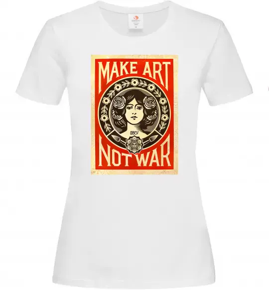 Жіноча футболка OBEY Make art not war Білий фото