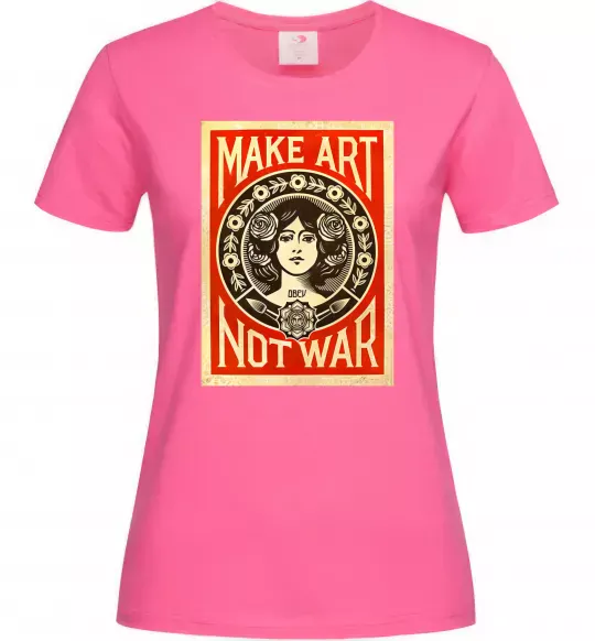 Жіноча футболка OBEY Make art not war Яскраво-рожевий фото