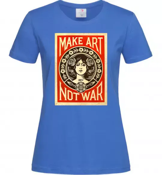 Жіноча футболка OBEY Make art not war Яскраво-синій фото