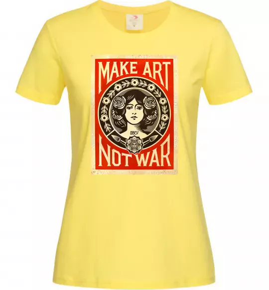 Жіноча футболка OBEY Make art not war Лимонний фото