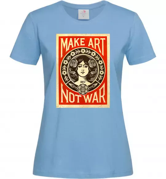 Жіноча футболка OBEY Make art not war Блакитний фото