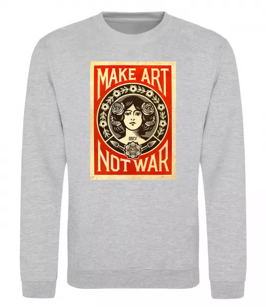 Свитшот OBEY Make art not war Серый меланж фото