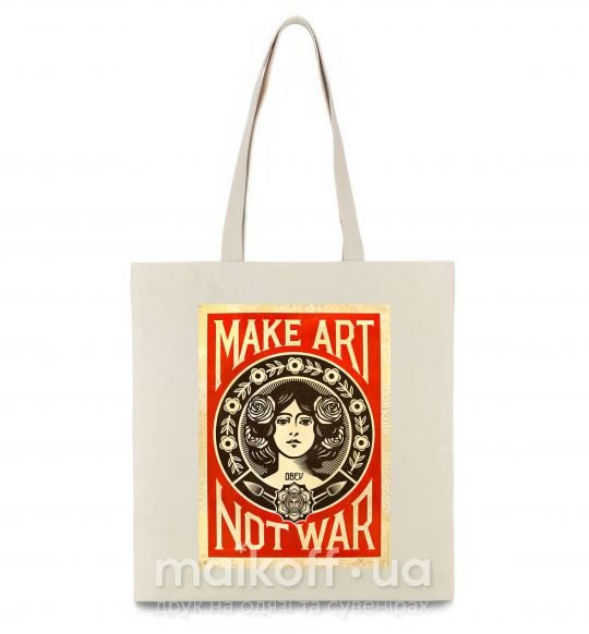 Эко-сумка OBEY Make art not war Бежевый фото