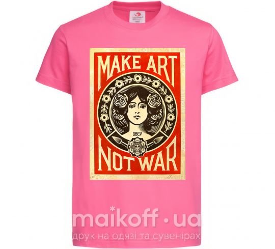 Дитяча футболка OBEY Make art not war Яскраво-рожевий фото