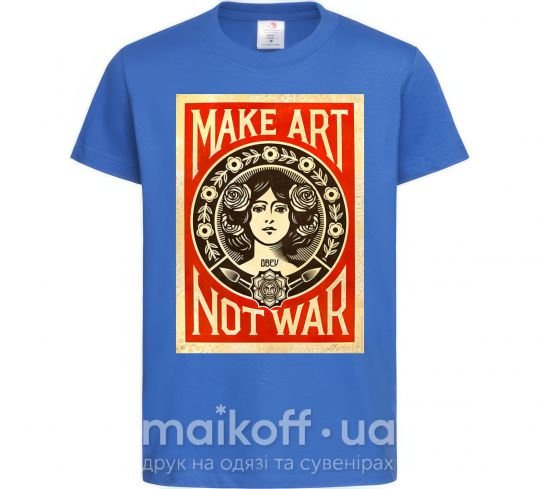 Дитяча футболка OBEY Make art not war Яскраво-синій фото