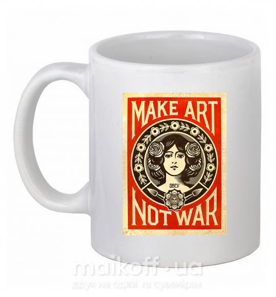 Чашка керамическая OBEY Make art not war Белый фото