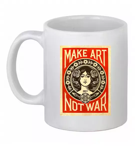Чашка керамічна OBEY Make art not war Білий фото