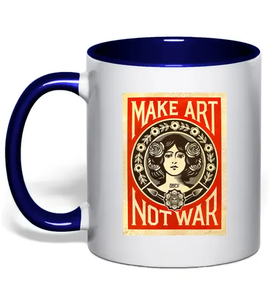 Чашка с цветной ручкой OBEY Make art not war Глубокий темно-синий фото