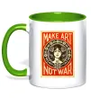 Чашка с цветной ручкой OBEY Make art not war Зеленый фото