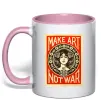 Чашка с цветной ручкой OBEY Make art not war Нежно розовый фото