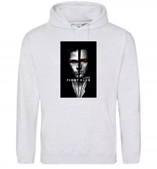 Мужская толстовка (худи) Fight Club black white Серый меланж фото