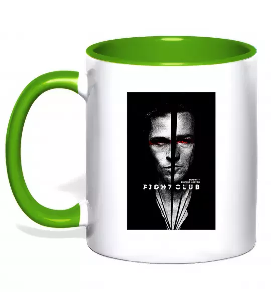 Чашка с цветной ручкой Fight Club black white Зеленый фото