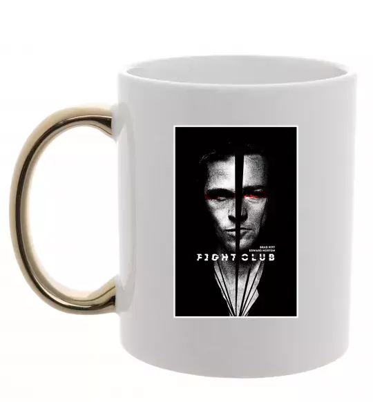Чашка с цветной ручкой Fight Club black white Золото фото