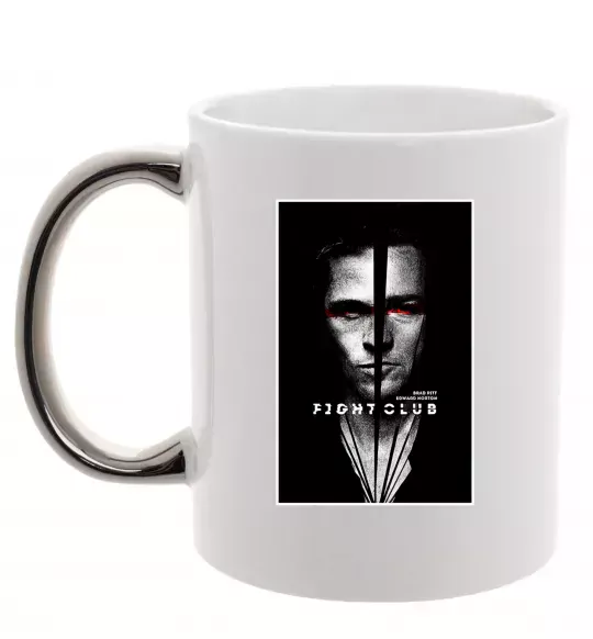 Чашка с цветной ручкой Fight Club black white Серебро фото