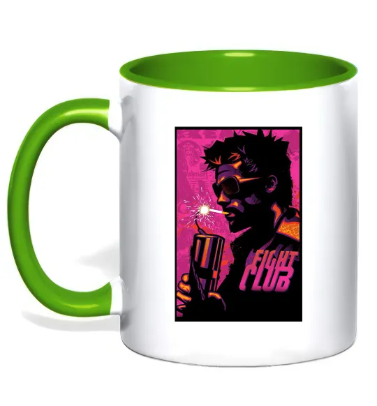 Чашка з кольоровою ручкою Fight Club bomb Лаймовий фото