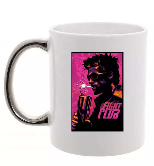 Чашка с цветной ручкой Fight Club bomb Серебро фото