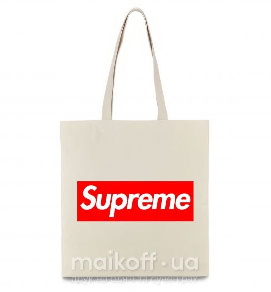 Еко-сумка Supreme logo Бежевий фото