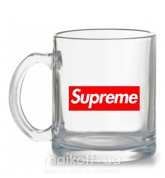 Чашка стеклянная Supreme logo Прозрачный фото