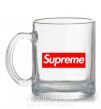 Чашка стеклянная Supreme logo Прозрачный фото