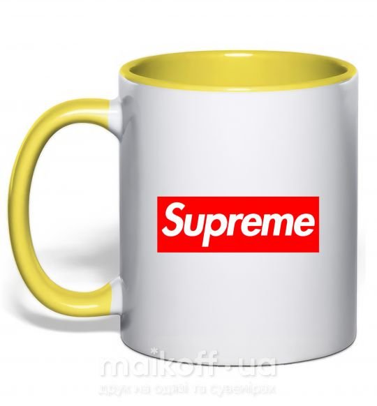 Чашка с цветной ручкой Supreme logo Солнечно желтый фото