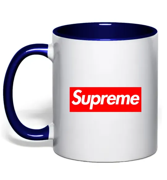 Чашка с цветной ручкой Supreme logo Глубокий темно-синий фото