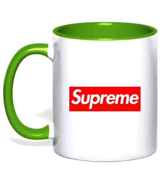 Чашка с цветной ручкой Supreme logo Лаймовый фото