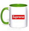 Чашка з кольоровою ручкою Supreme logo Зелений фото