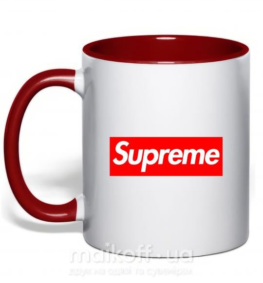 Чашка з кольоровою ручкою Supreme logo Червоний фото