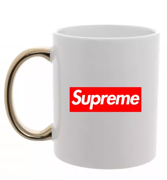 Чашка с цветной ручкой Supreme logo Золото фото