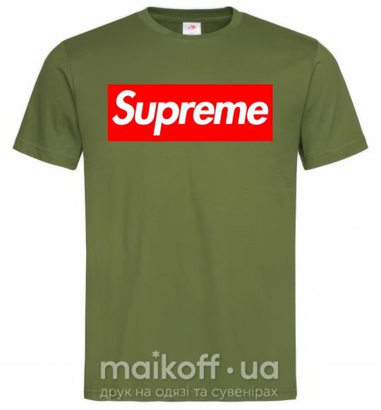 Мужская футболка Supreme logo Оливковый фото