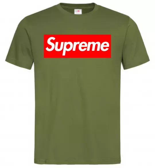 Мужская футболка Supreme logo Оливковый фото