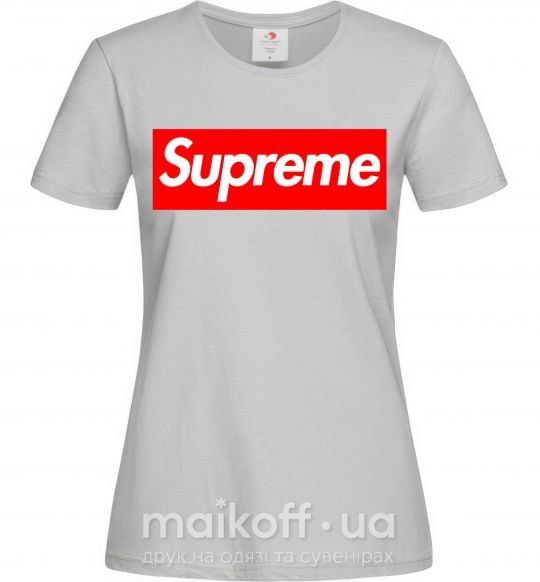 Женская футболка Supreme logo Серый фото