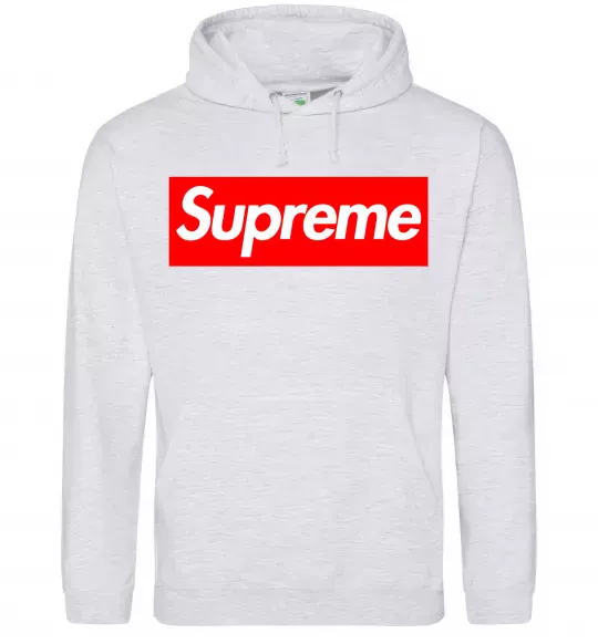 Жіноча толстовка (худі) Supreme logo Сірий меланж фото