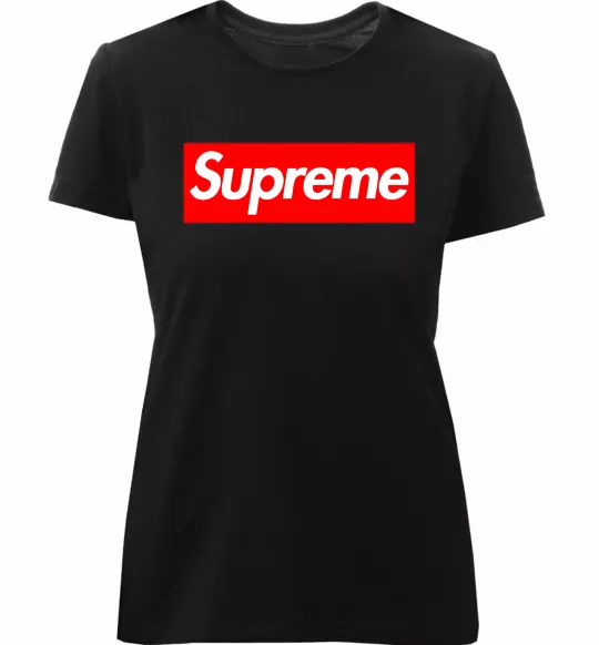 Женская премиум футболка Supreme logo Черный фото