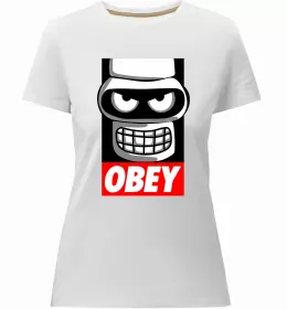 Женская премиум футболка OBEY Make art not war Белый фото