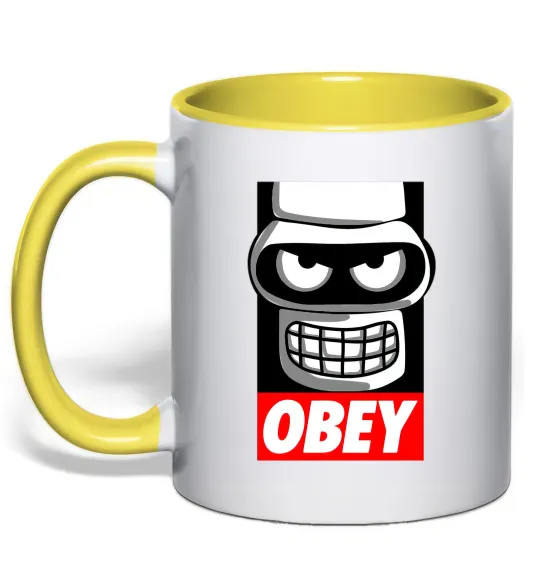 Чашка с цветной ручкой Obey Bender Лимонный фото