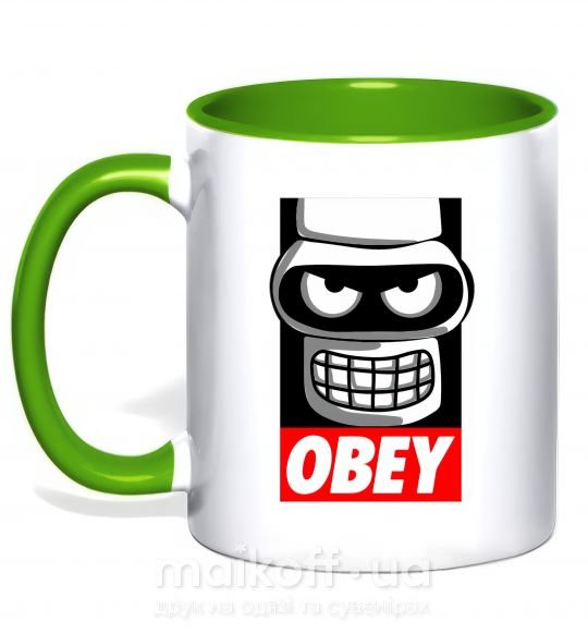 Чашка з кольоровою ручкою Obey Bender Зелений фото