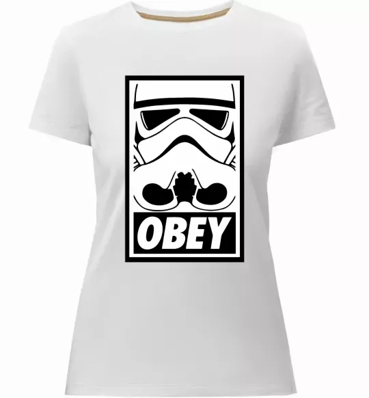 Женская премиум футболка Obey штурмовик Белый фото