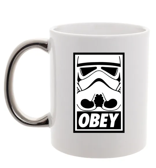 Чашка с цветной ручкой Obey штурмовик Серебро фото