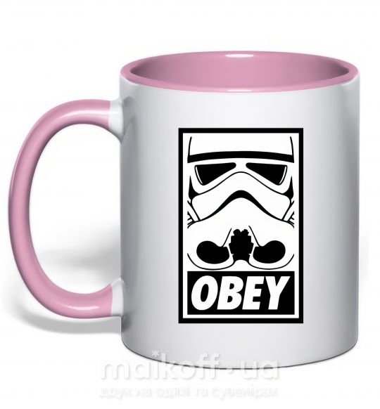 Чашка з кольоровою ручкою Obey штурмовик Ніжно рожевий фото