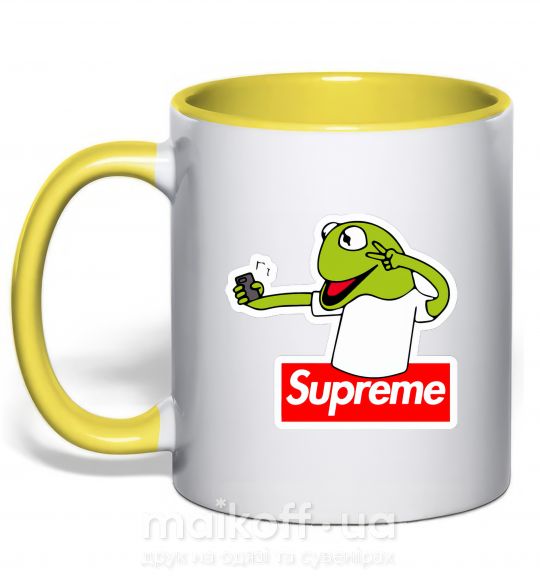 Чашка з кольоровою ручкою Supreme жаба Сонячно жовтий фото