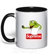 Чашка з кольоровою ручкою Supreme жаба Чорний фото