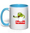Чашка з кольоровою ручкою Supreme жаба Блакитний фото