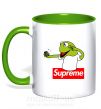 Чашка з кольоровою ручкою Supreme жаба Зелений фото