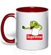 Чашка с цветной ручкой Supreme жаба Красный фото