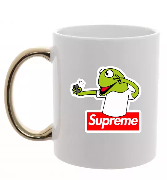 Чашка з кольоровою ручкою Supreme жаба Золото фото