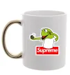 Чашка з кольоровою ручкою Supreme жаба Золото Чашка з кольоровою ручкою Supreme жаба Золото фото