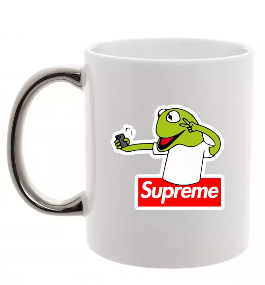 Чашка з кольоровою ручкою Supreme жаба Срібло фото