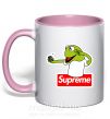 Чашка з кольоровою ручкою Supreme жаба Ніжно рожевий фото