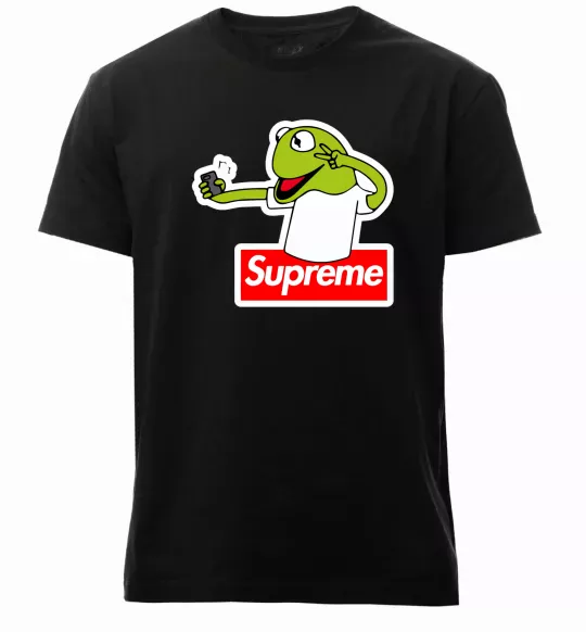 Мужская премиум футболка Supreme жаба Черный фото